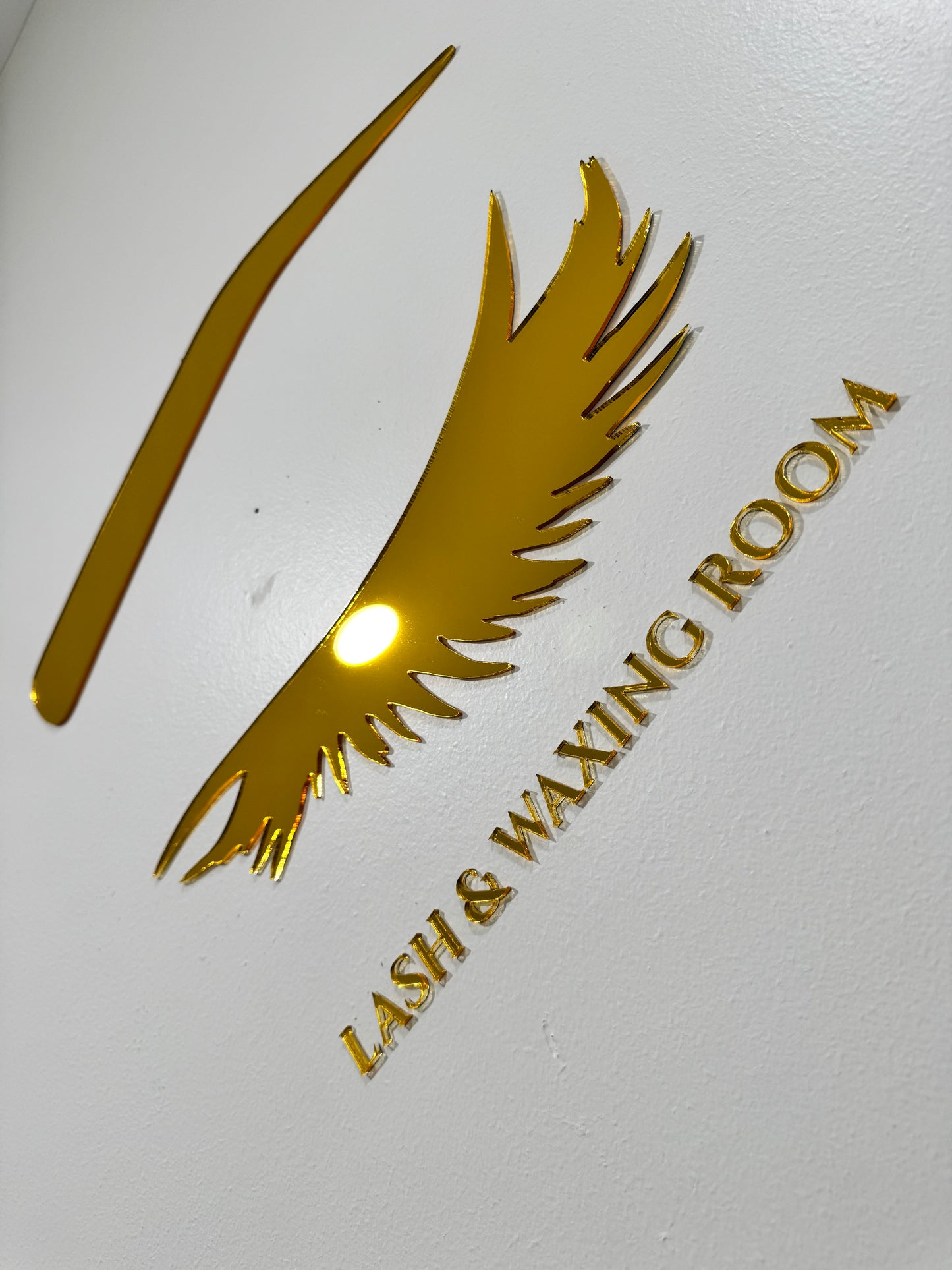 Custom Mirror Gold Acrylic Lash & Waxing Room Sign (21” x 14”)