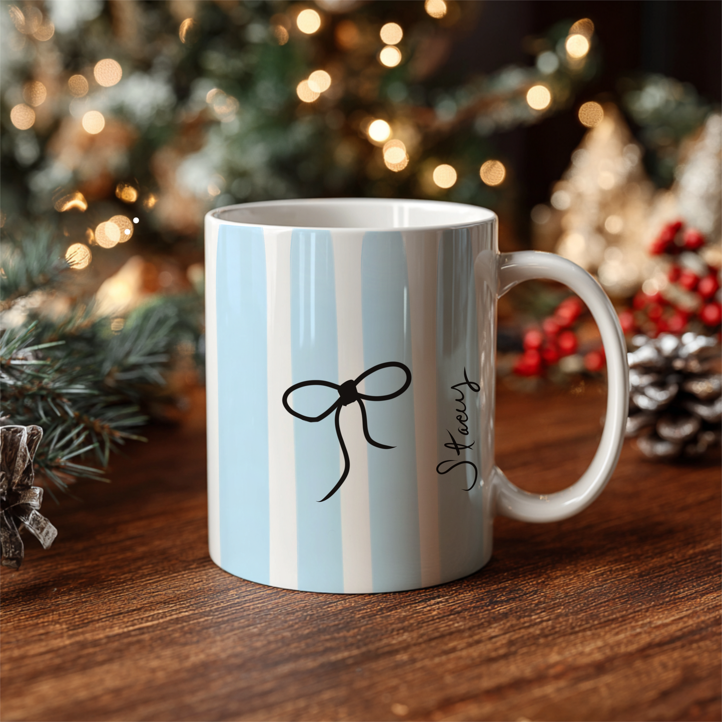 Hand-Drawn Bow Personalized Mug