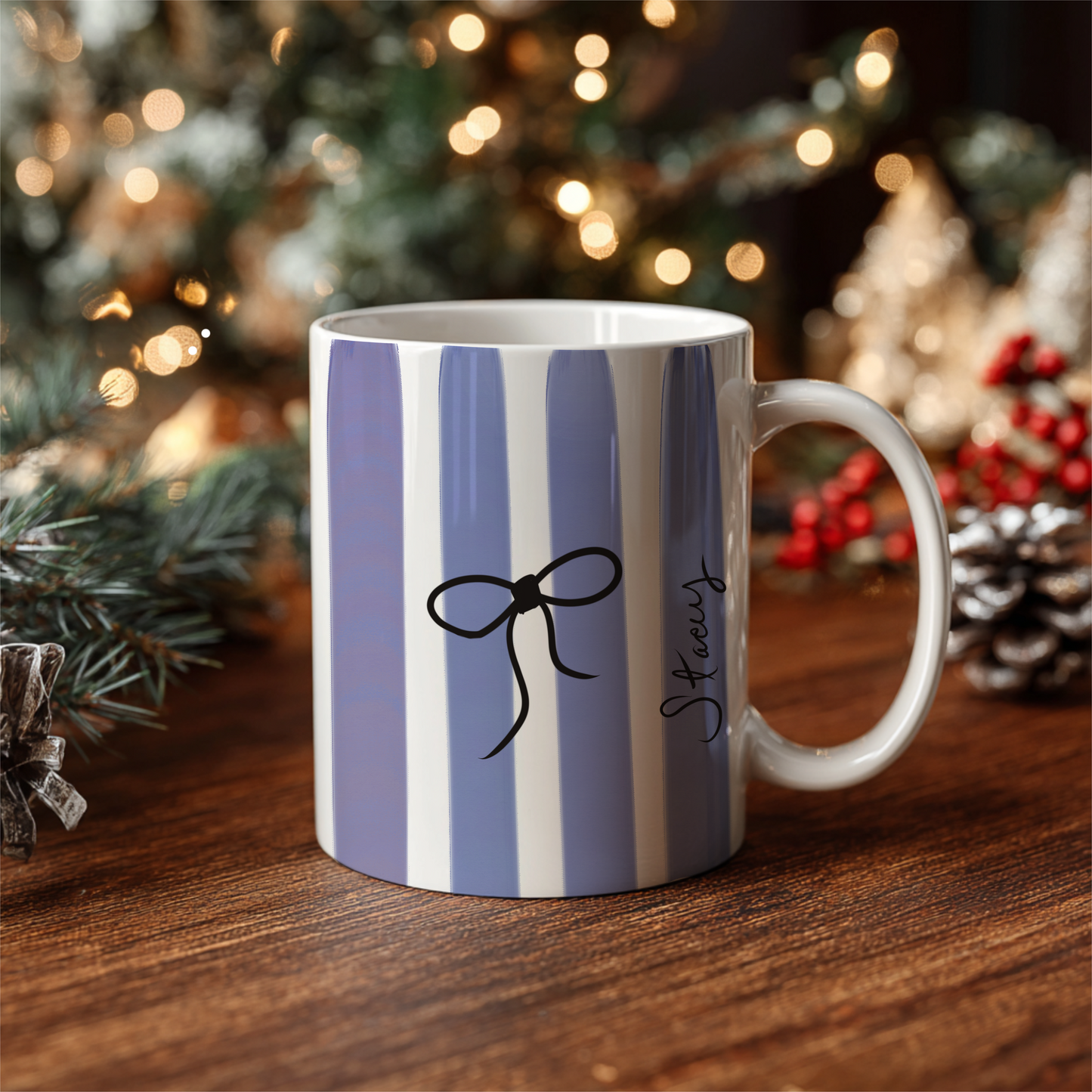 Hand-Drawn Bow Personalized Mug