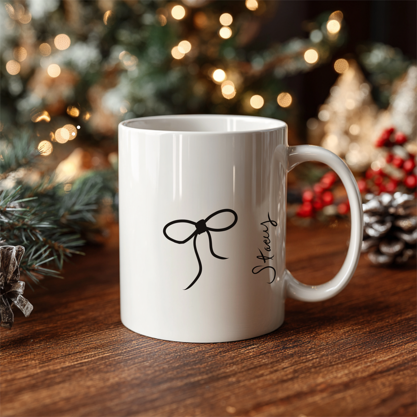 Hand-Drawn Bow Personalized Mug