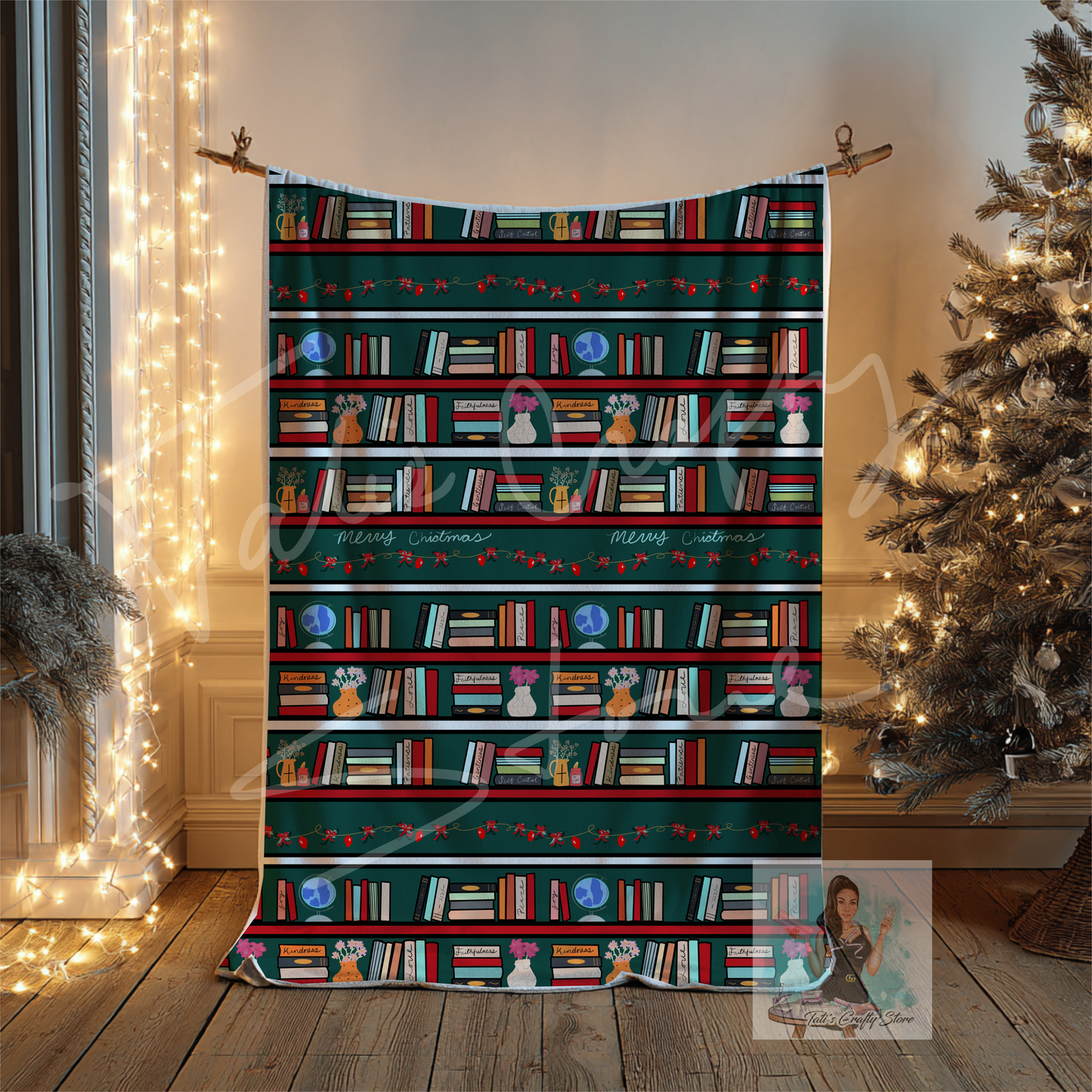 Christmas Blanket Bookshelf Theme