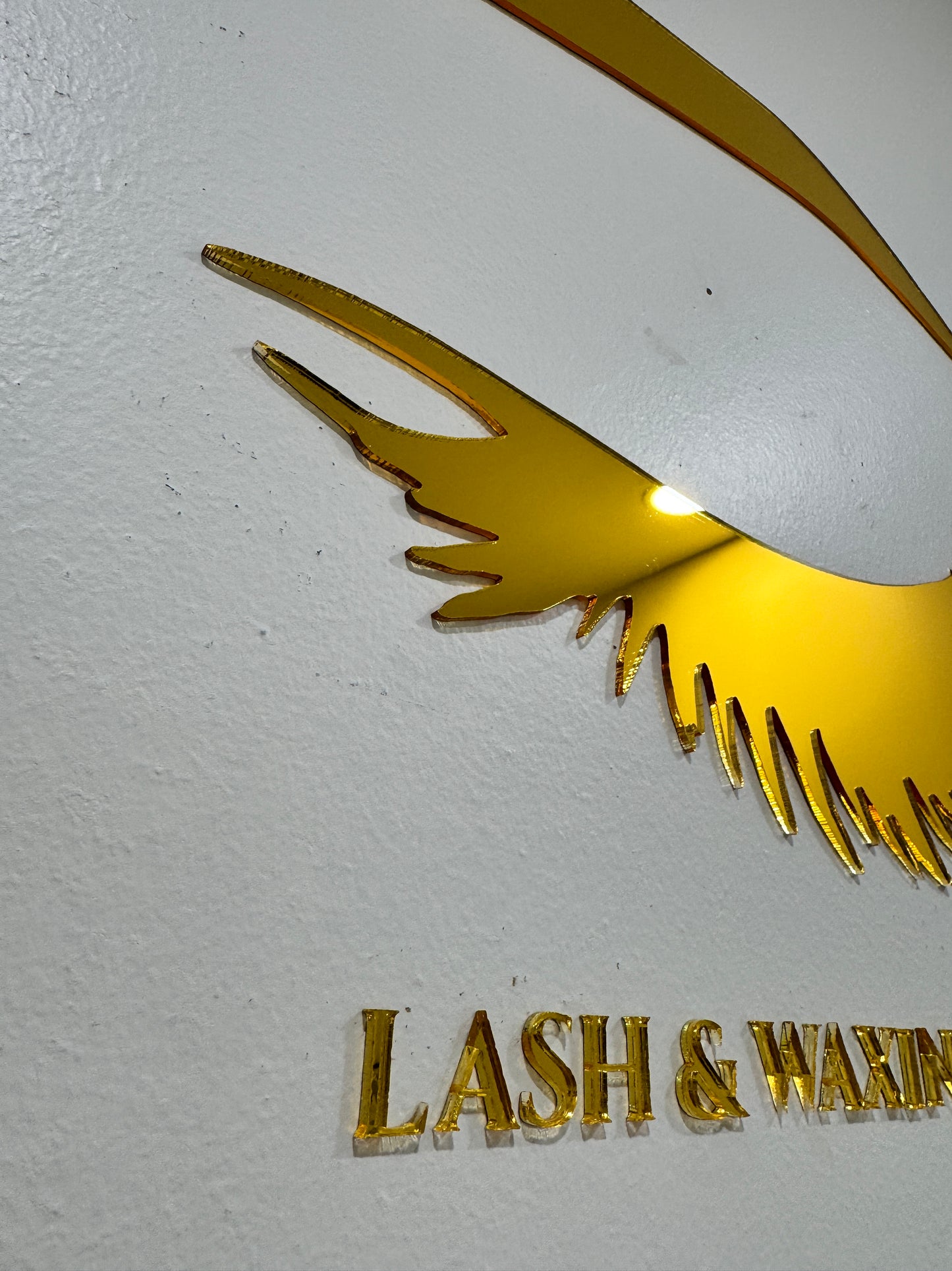 Custom Mirror Gold Acrylic Lash & Waxing Room Sign (21” x 14”)