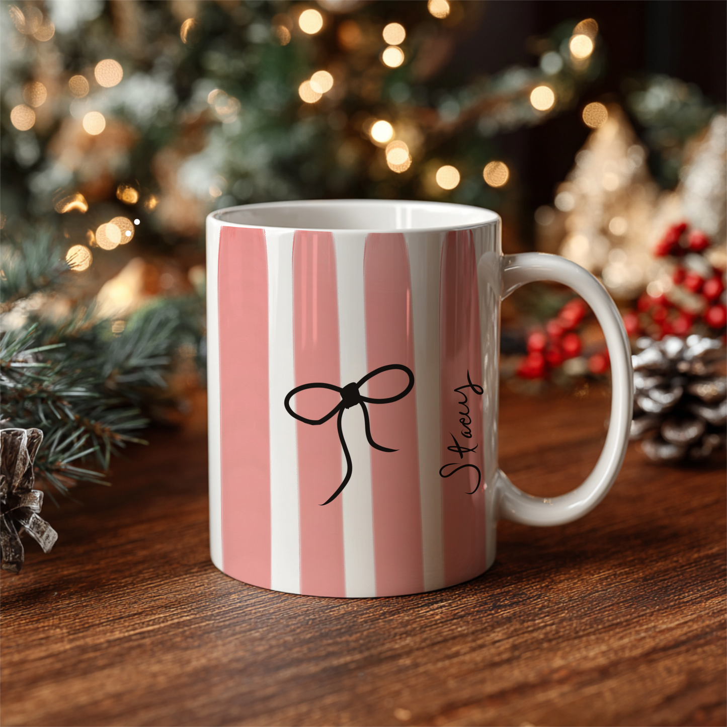 Hand-Drawn Bow Personalized Mug