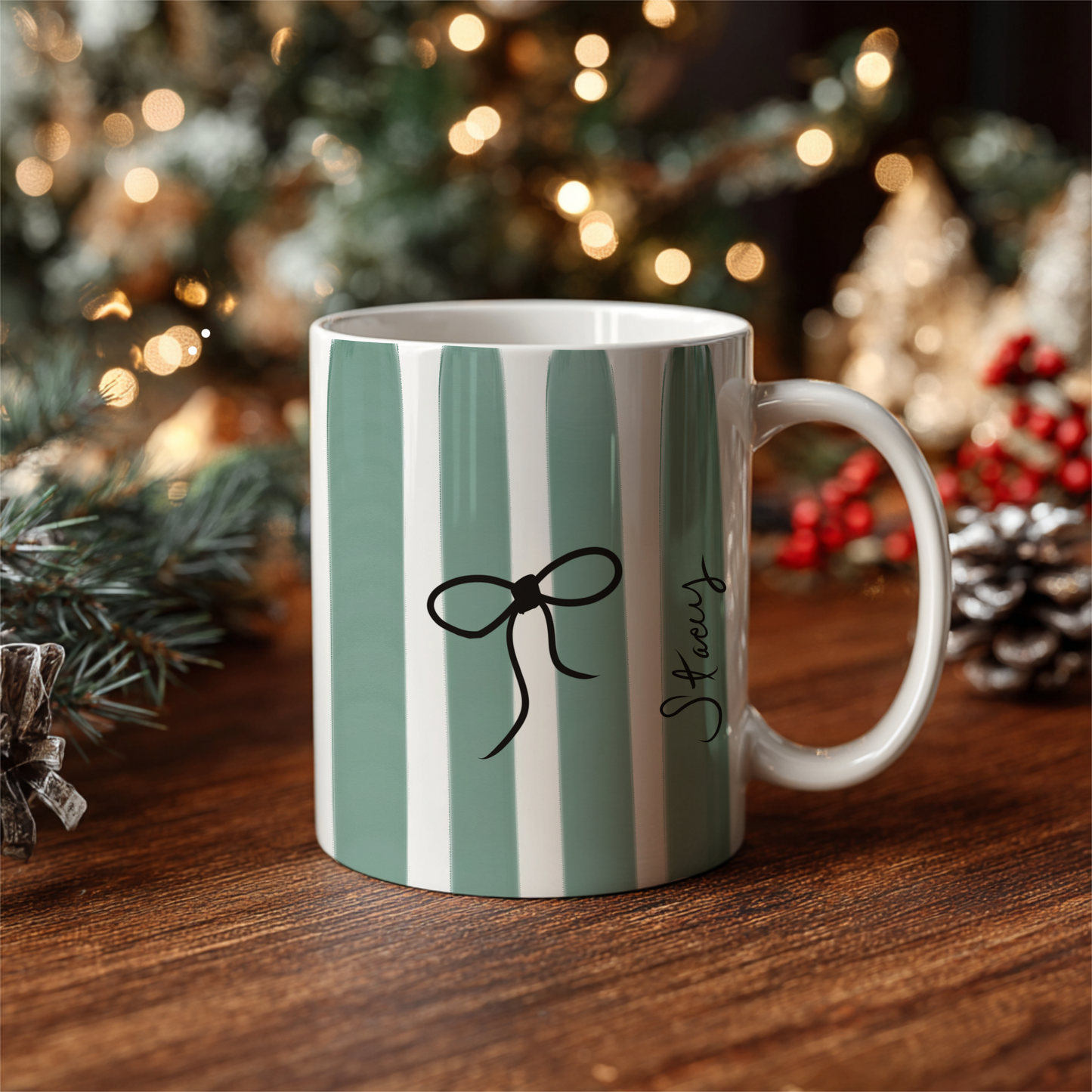 Hand-Drawn Bow Personalized Mug