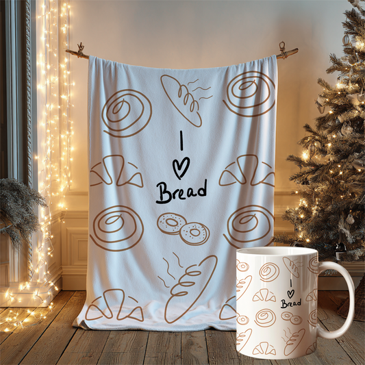 I love Bread Throw Blanket Gift Set