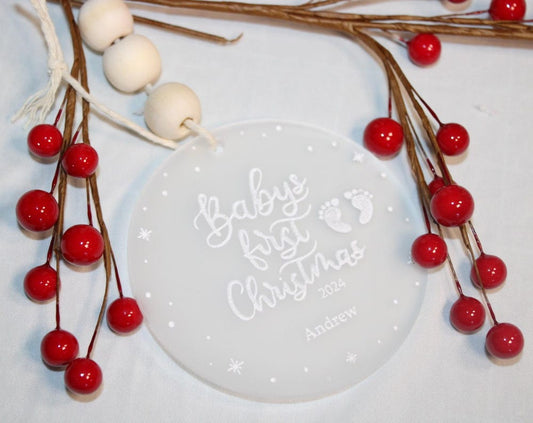 Personalized Baby's First Christmas Ornament: Frosted Acrylic Keepsake