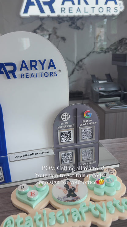 Multi QR Code Sign, Business Card Sign, Acrylic Signs, Size 14x11 in, Business Logo Sign, Google Review Plaque, Vendor Display, QR Display