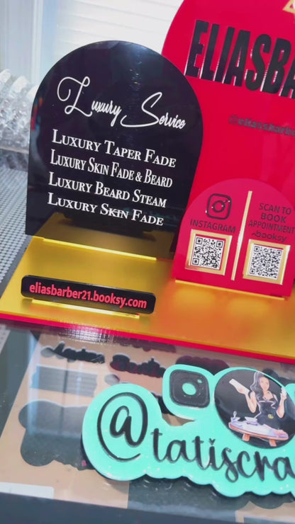 Multi QR Code Sign, Business Card Sign, Acrylic Signs, Size 14x11 in, Business Logo Sign, Google Review Plaque, Vendor Display, QR Display